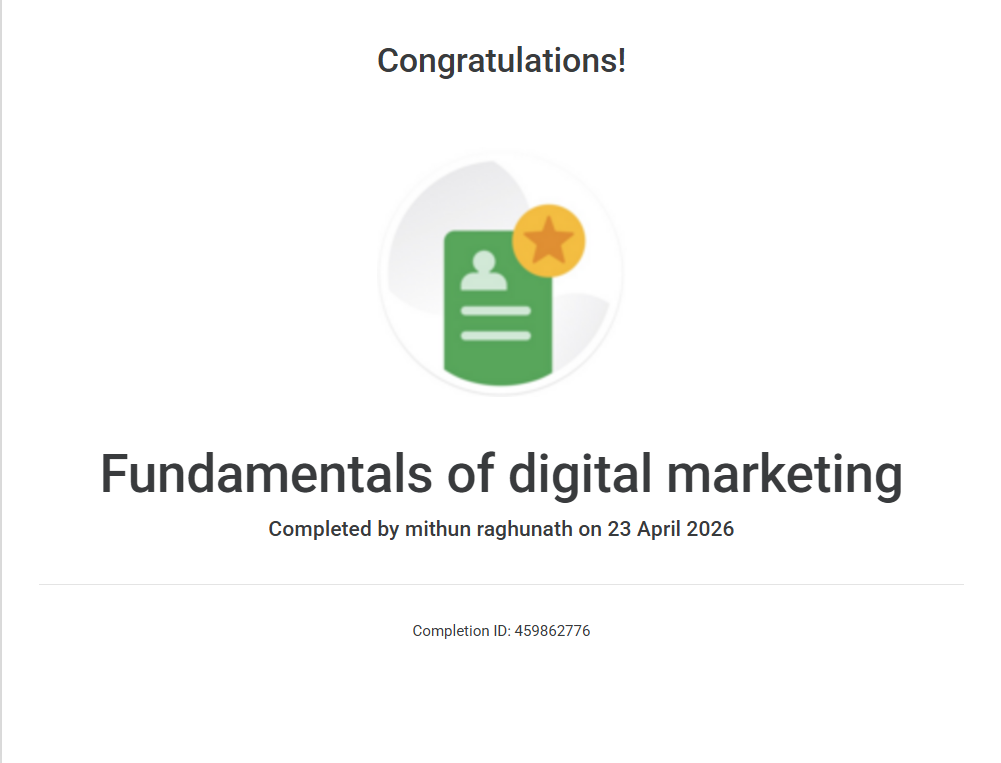 digital marketing fundamentals certificate